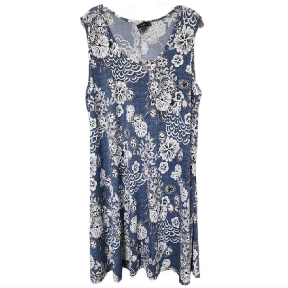 Ana & Rose Blue & White Floral Dress Size 2X cover up night gown house dress NWT